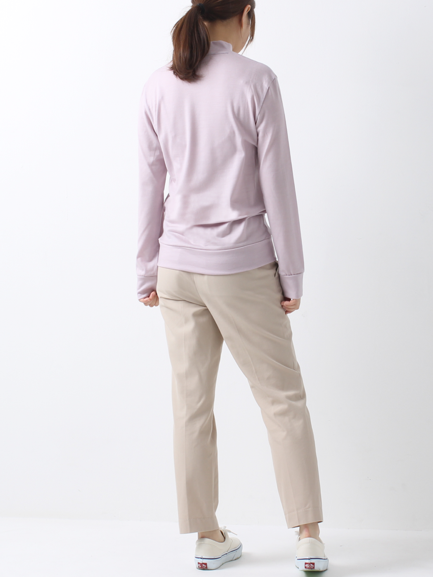<男女兼用>メリノウールモックネック長袖Tシャツ