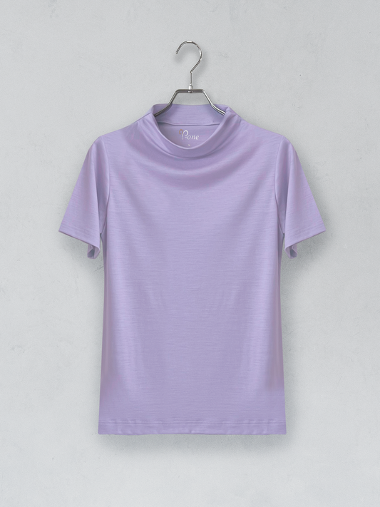 高領美麗諾羊毛短袖T恤