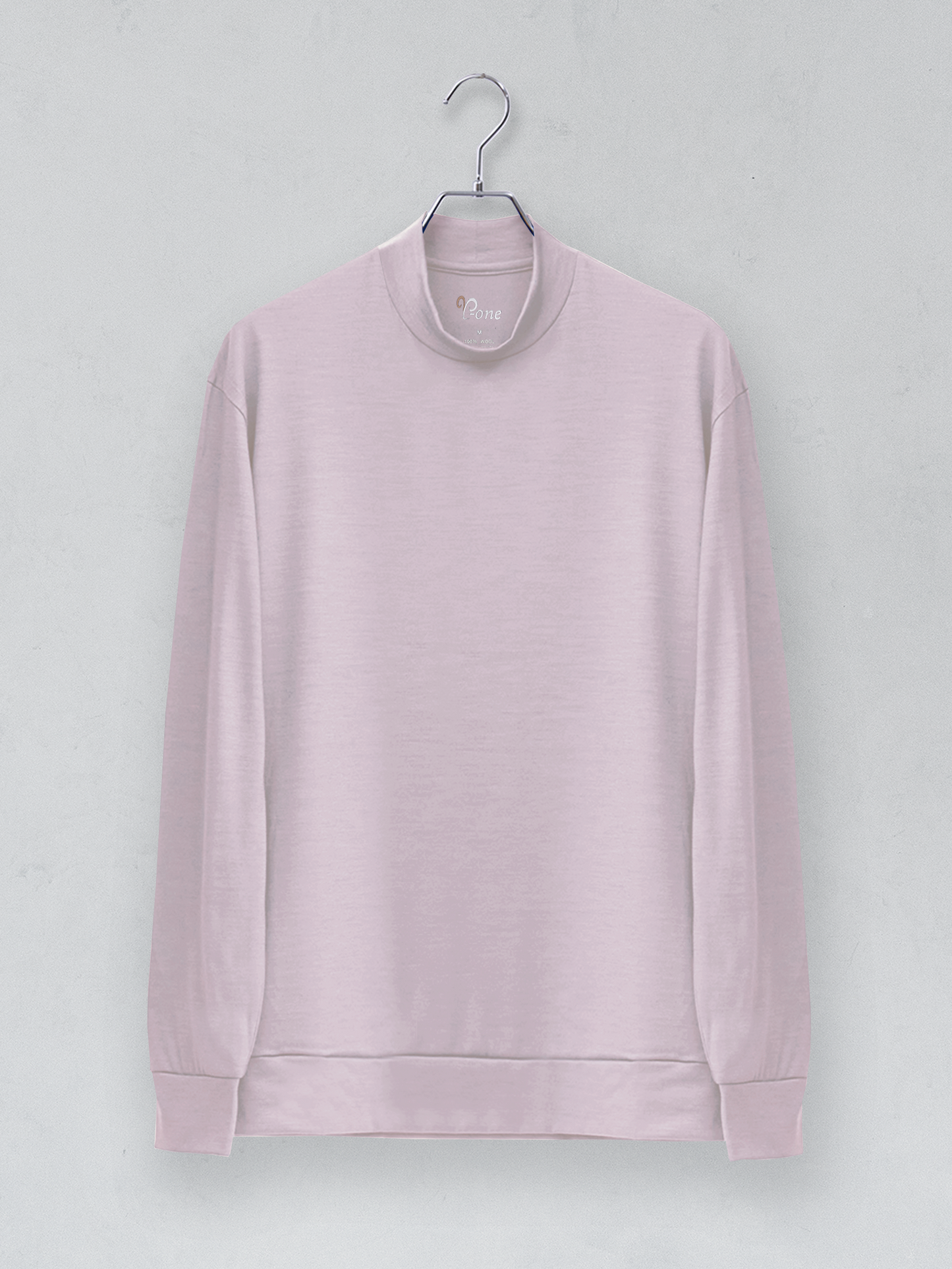 <男女兼用>メリノウールモックネック長袖Tシャツ