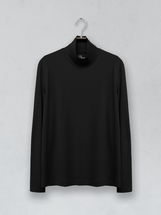 超高領美麗諾羊毛長袖T恤