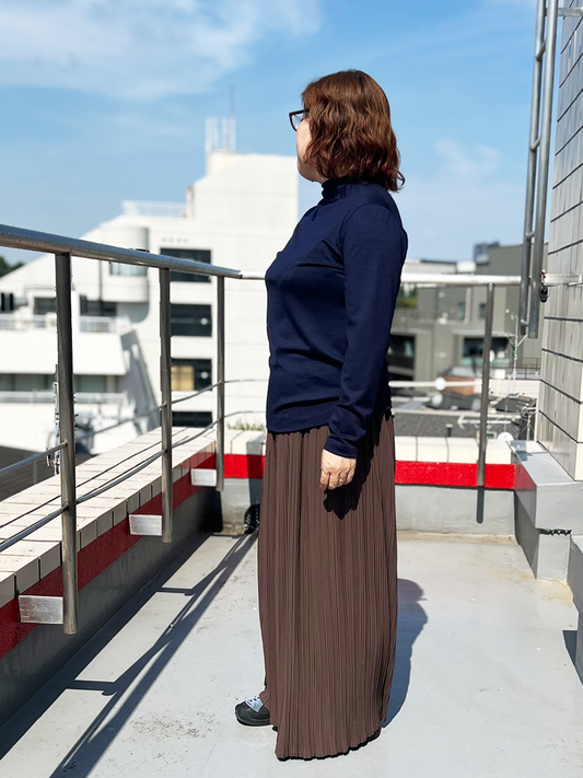 高領美麗諾羊毛長袖T恤