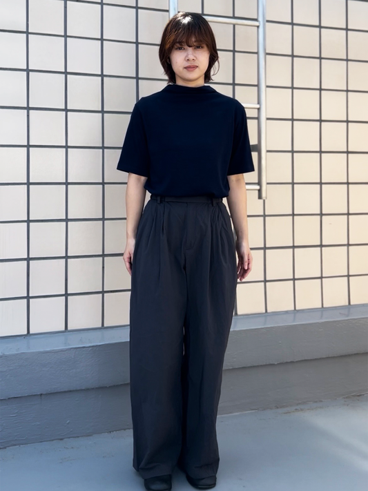 高領美麗諾羊毛短袖T恤