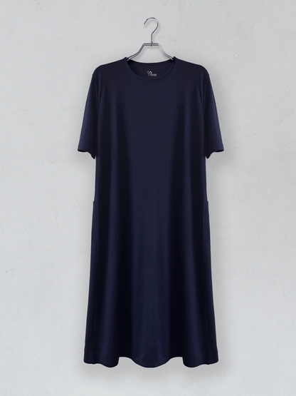 メリノウールスムースワンピース | (15ダークネイビー) - C - one ONLINE STORE