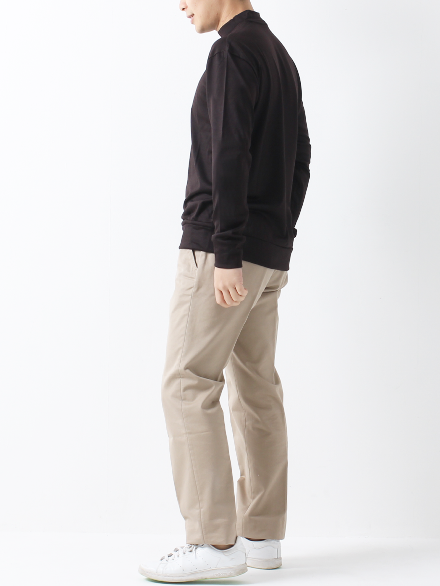 <男女兼用>メリノウールモックネック長袖Tシャツ