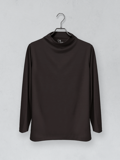 メリノウールボトルネック長袖カットソー | (601ダークブラウン) - C - one ONLINE STORE