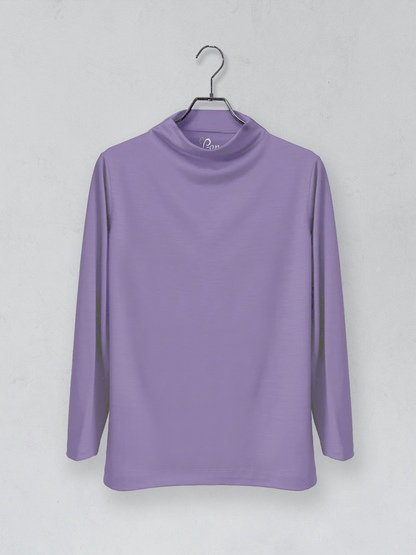 メリノウールボトルネック長袖カットソー | (850ラベンダー) - C - one ONLINE STORE