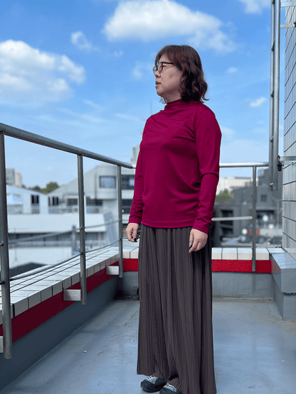 メリノウールボトルネック長袖カットソー | (850ラベンダー) - C - one ONLINE STORE