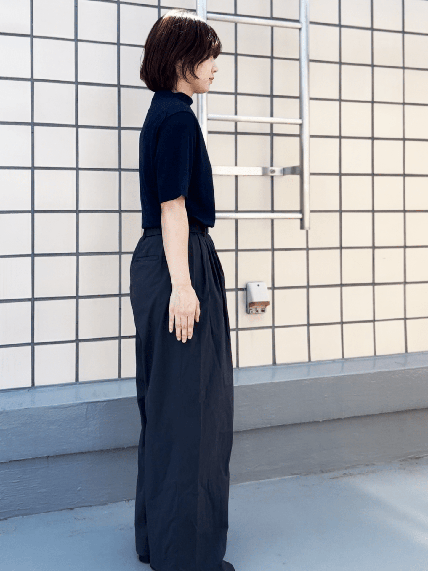 メリノウールボトルネックカットソー | (850ラベンダー) - C - one ONLINE STORE