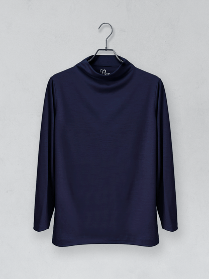 メリノウールボトルネック長袖カットソー | (901ダークネイビー) - C - one ONLINE STORE