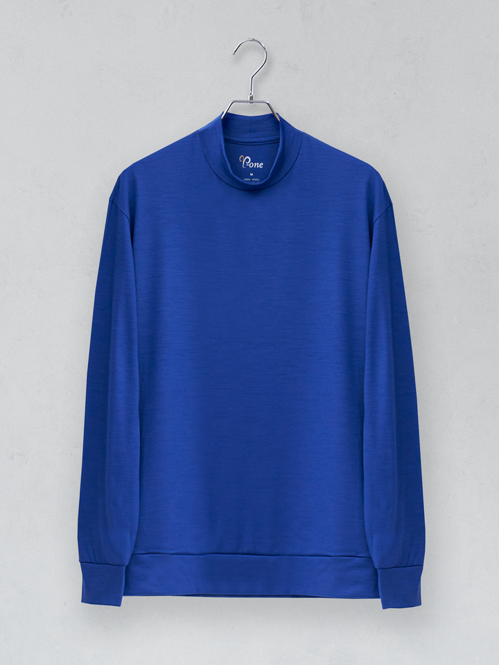 メリノウールモックネック長袖Tシャツ