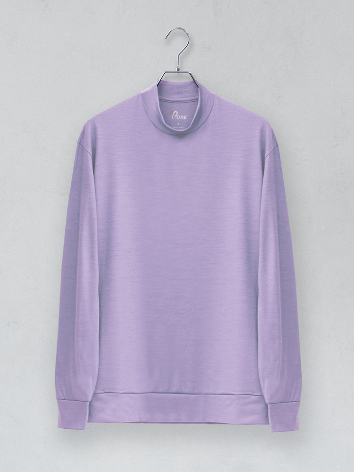 メリノウールモックネック長袖Tシャツ