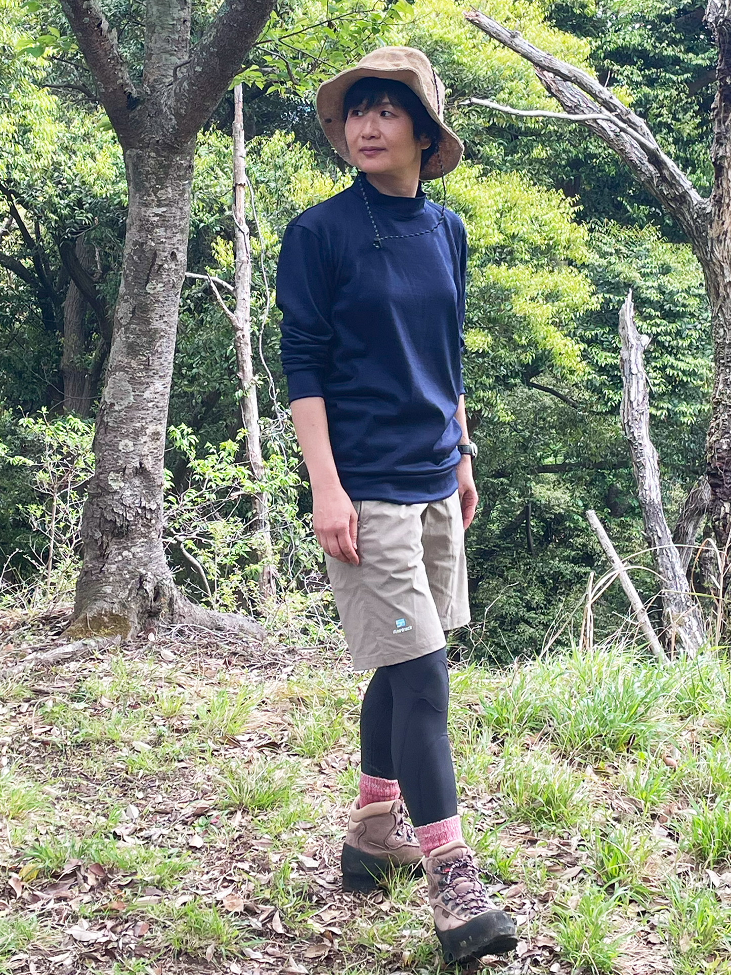 <男女兼用>メリノウールモックネック長袖Tシャツ
