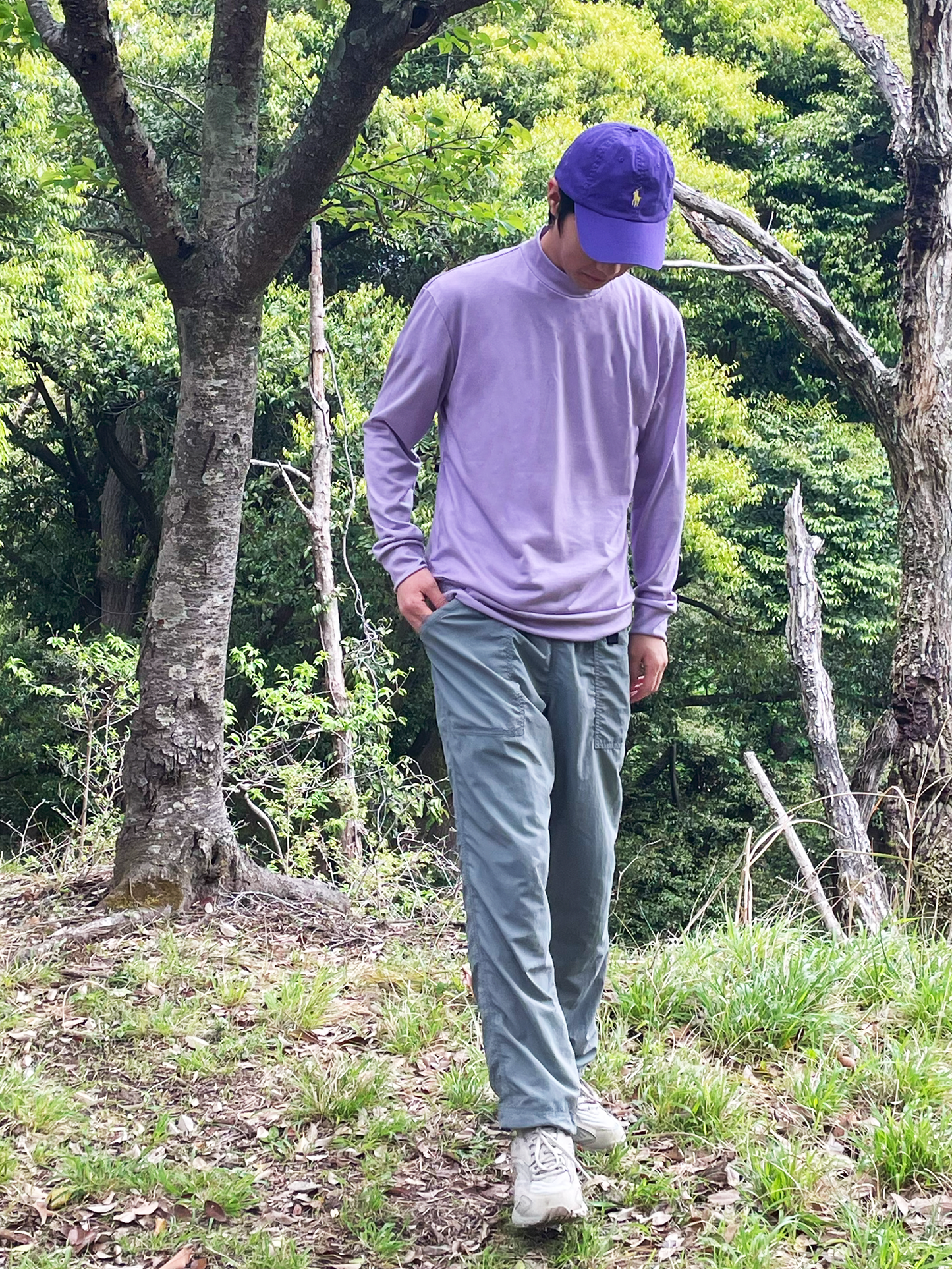 <男女兼用>メリノウールモックネック長袖Tシャツ