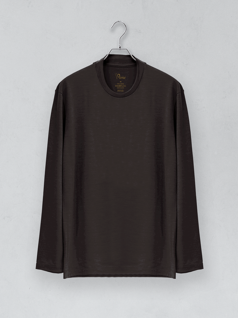 C HIGH ENDメリノウール長袖Tシャツ 601ダークブラウン