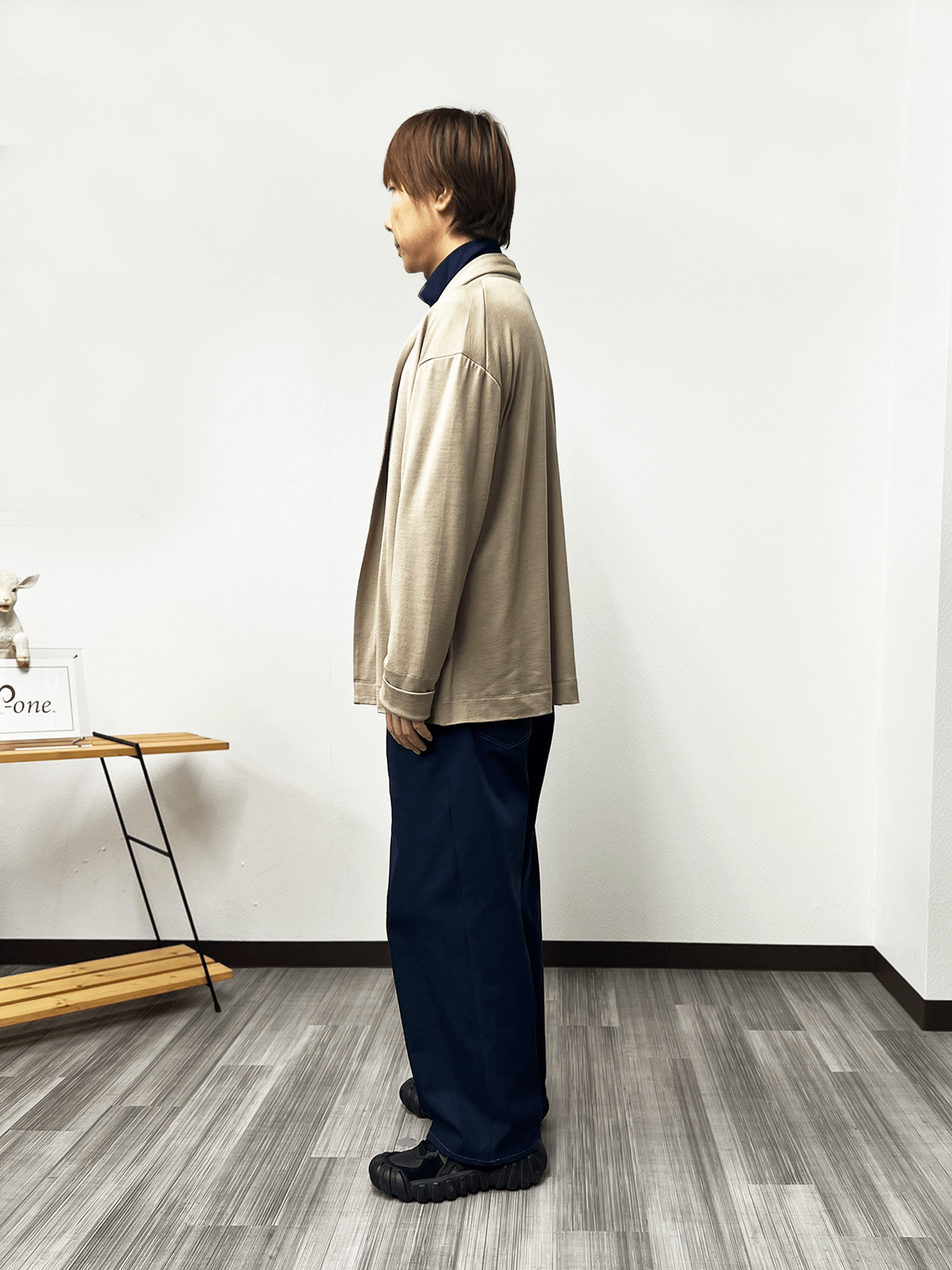 ＜男女兼用＞メリノウールショールカラーボタンレスカーディガン | (NV - 1ダークネイビー) - C - one ONLINE STORE