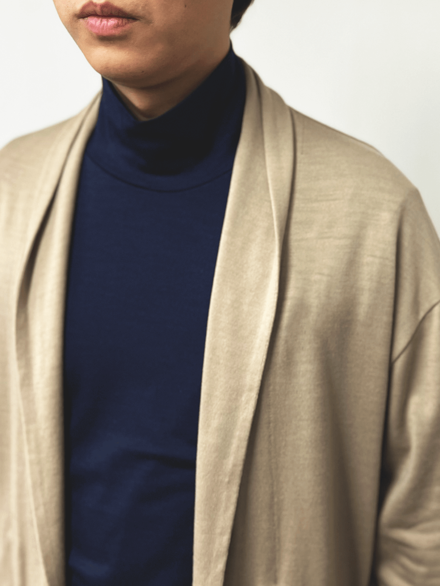 ＜男女兼用＞メリノウールショールカラーボタンレスカーディガン | (NV - 1ダークネイビー) - C - one ONLINE STORE