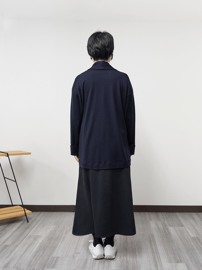 ＜男女兼用＞メリノウールショールカラーボタンレスカーディガン | (NV - 1ダークネイビー) - C - one ONLINE STORE