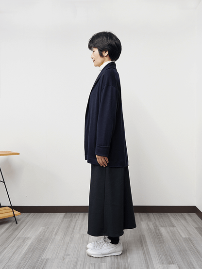 ＜男女兼用＞メリノウールショールカラーボタンレスカーディガン | (NV - 1ダークネイビー) - C - one ONLINE STORE