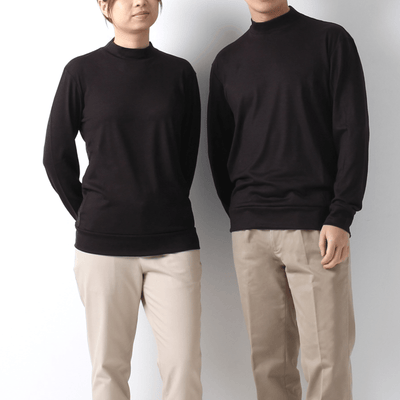 <男女兼用>メリノウールモックネック長袖Tシャツ