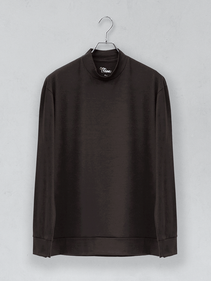 <男女兼用>メリノウールモックネック長袖Tシャツ | (601ダークブラウン) - C - one ONLINE STORE