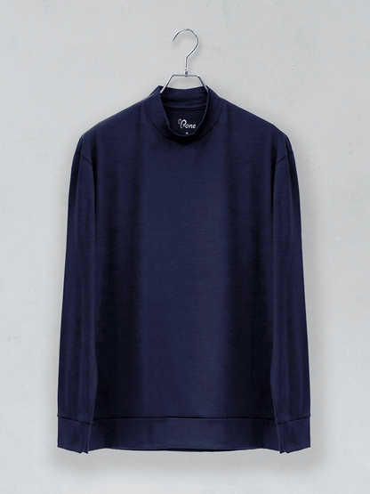 <男女兼用>メリノウールモックネック長袖Tシャツ | (901ダークネイビー) - C - one ONLINE STORE